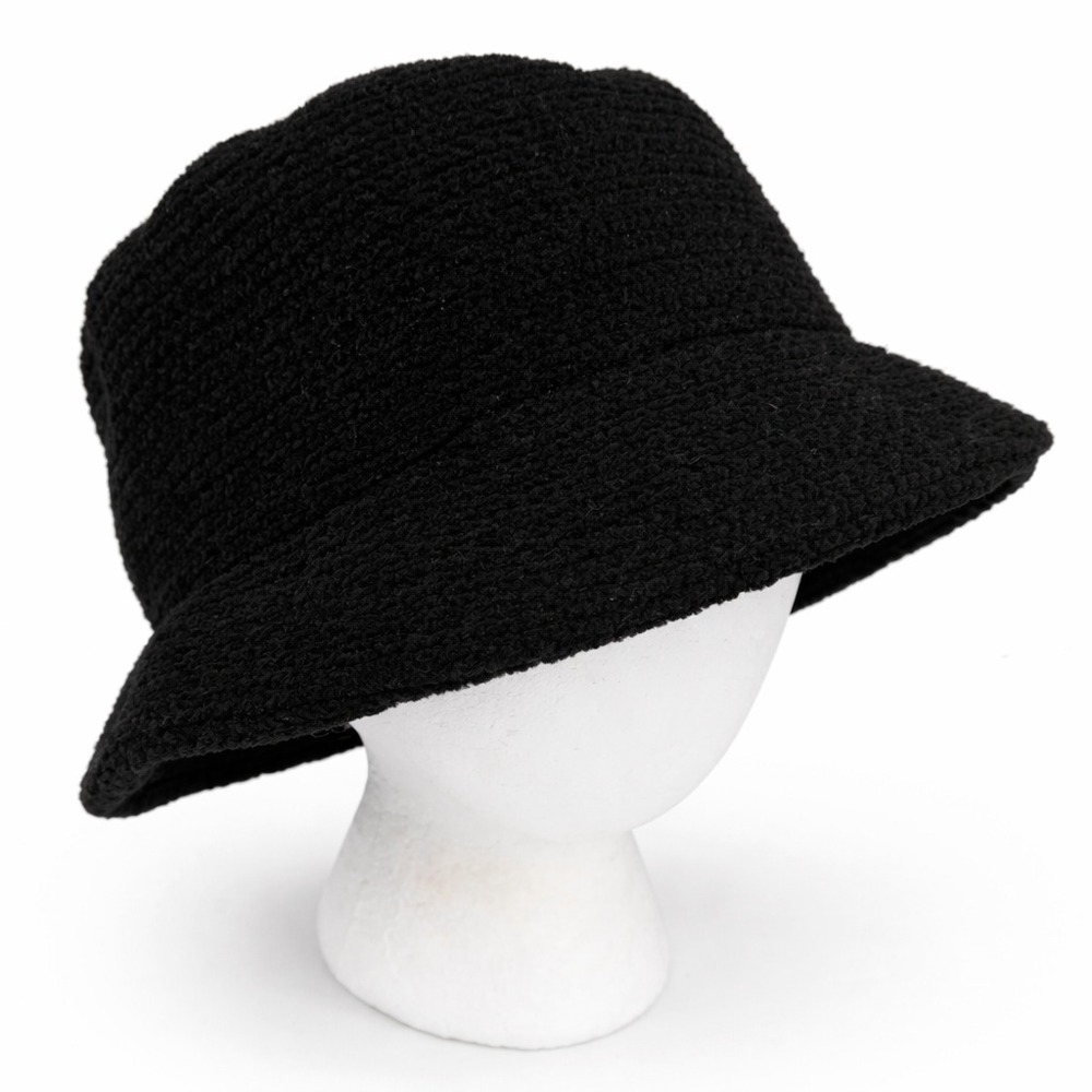 August‎ Hat Company Women's Soft Shell Bucket Hat One Size Black Chenille